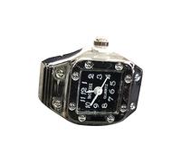 Générique Montre à chiffres romains Montre à la Bague Bagues Crochets Ronds Bagues (Black, One Size)