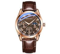 Générique Montre à Quartz analogique en Cuir décontractée pour Hommes, Montre-Bracelet, Horloge, Date d'affaires, Montre décontractée Montre Fille 7 Ans (Brown, One Size)