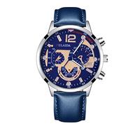 Générique Montre-Bracelet analogique à Quartz avec boîtier en Acier Inoxydable et Bracelet en Cuir pour Hommes Montre Rectangulaire Homme Acier (B, One Size)