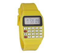 Générique Montre-Bracelet électronique à Calculatrice de Date et d'heure en Silicone à usages Multiples Montres Connectées pour Hommes (Yellow, One Size)