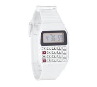 Générique Montre-Bracelet électronique à Calculatrice de Date et d'heure en Silicone à usages Multiples Montres Connectées pour Hommes (White, One Size)