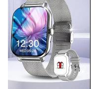 Générique Montre Connectée Smartwatch avec Appels Bluetooth, Écran 1.41 Pouces, Bracelet Maille Milanaise Rose Gold, Assistant Vocal, Notifications Messages (Argent)