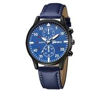 Générique Montre d'affaires en Cuir analogique Montres en Alliage de Quartz de Poignet de Montre Militaire pour Hommes pour Hommes Randonnée Homme Gadget (Blue, One Size)