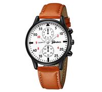 Générique Montre d'affaires en Cuir analogique Montres en Alliage de Quartz de Poignet de Montre Militaire pour Hommes pour Hommes Randonnée Homme Gadget (Brown, One Size)
