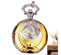 Générique Montre De Poche Vintage À Chiffres Arabes - Horloge De Blé Pentagramme en Relief, À Chaîne D'accessoires De Mode, À Pendentif Rétro Unisexe | Poche De Style Vintage Durable pour Hommes E