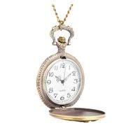 Générique Montre de Poche Vintage à Quartz Chaîne Pendentif Collier Style Rétro en Cuivre Ancien Cadran Large Montre Portable Femme Homme pour Usage Quotidien