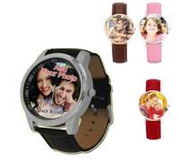 Générique Montre Femme Homme Mixte Personnalisée avec Photo à Quartz Analogique Bracelet en Cuir Noir Carré Cadran Imperméable Style Classique,Cadeau de la Saint-Valentin