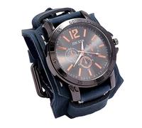 Générique Montre Homme Rétro Punk Cuir Montres Bracelet Analogique, Femme Montre Bracelet en Cuir, Chronographe à Quartz Vintage, Cadeau pour Noël, Anniversaire (Bleu)