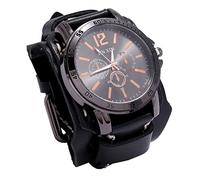 Générique Montre Homme Rétro Punk Cuir Montres Bracelet Analogique, Femme Montre Bracelet en Cuir, Chronographe à Quartz Vintage, Cadeau pour Noël, Anniversaire (Noir)