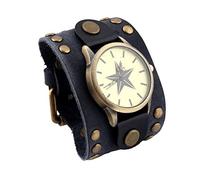 Générique Montre Homme Rétro Punk Montres Bracelet Analogique Quartz Chronographe, Femme Montre Bracelet en Cuir Classique, Elégante Cadeau pour Noël, Anniversaire (Noir)