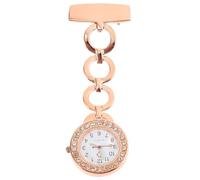 Générique Montre Infirmière Rectangulaire Suspendue au Coffre Rose Doré Ornée de Cristaux Montre de Poche Étudiante Créative pour Examen Accessoire Médical pour Infirmières et