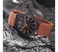 Générique Montre Militaire en Plein Armée Sports Acier Analogique Inoxydable Quartz Mens Date Poignet Montre Homme Montre Originale Hommes (Brown, One Size)