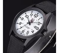 Générique Montre Militaire en Plein Armée Sports Acier Analogique Inoxydable Quartz Mens Date Poignet Montre Homme Montre Originale Hommes (White, One Size)