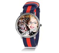 Générique Montre Personnalisable avec Une Photo, Un Texte, pour Homme ou Dame Mixte. Cadeau Personnalisé Bracelet Tressé Rayures.Créez Votre Montre Unique,Cadeau Mariage Anniversaire, Fête des pères