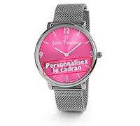 Générique Montre Personnalisable, Modèle Dame. Gravure du nom et prénom, Bracelet milanais. (Rose)