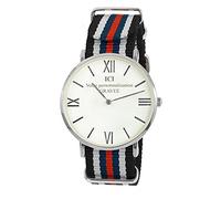 Générique Montre Personnalisée, Gravure du Nom et Prénom.Cadeau Personnalisable. Modèle Homme ou Dame Chromé ou Doré Bracelet Tressé. (Montre Homme Chromée: Bracelet Noir/Beige/Marine/Rouge)