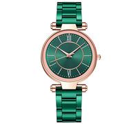 Générique Montre pour Femme avec Bracelet en Acier à Quartz et Bracelet en Acier Inoxydable Montre décontractée pour Femme Bijou Couple (Green, One Size)