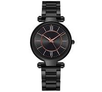 Générique Montre pour Femme avec Bracelet en Acier à Quartz et Bracelet en Acier Inoxydable Montre décontractée pour Femme Bijou Couple (Black, One Size)