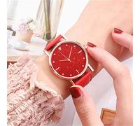 Générique Montres à Cadran Montre Bracelet en Acier Inoxydable Montre décontractée en Acier de Montre à Quartz pour Femme 2 Montre Connectée (Red, One Size)