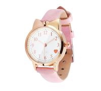 Générique Montres-Bracelets pour Filles : Montre Analogique À Quartz pour Enfants avec Boîtier Rose Et Motif Chat - Joli Motif Cœur pour l'anniversaire des Filles