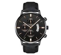 Générique Montres De Poignet Masculines - Strap DE Cuir Slap MISES des Hommes | Montre À Quartz Analogique Imperméable, Étui en avec Bracelet en Cuir Noir, Look Moderne Robe d'affaires Minimaliste