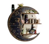 Générique Moon Corner Shelf Wall Mounted, Floating Crystal Display Ledge, 9.84 * 9.84 * 2.95in Compact Wooden Rack, Purple/Black Moon Shaped Shelf, Space Saving Storage Counter for Home