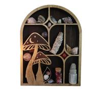 Générique Moon Shelf - 30x40cm Arch Shaped Decor, Wooden Boho Shelves for Bedroom, Mushroom Moon Shelf | Rustic Style Aesthetic Crystal Storage Wall Hanging Shelves for Bedroom, Living Room,