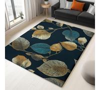 Générique Moquette Polyester Plantes Feuilles Lignes 140 X 200 Cm - Porte Paillasson D'Entree Interieur Et Extérieur Tapis Bleu Foncé Antidérapant Et Anti-Poussière Tapis D’Entrée Imperméable Lavable
