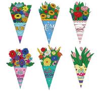 Générique Mother's Day Flower Bouquet Craft Kit, Spring Floral Crafts Set of 6, 12.4x8.78in Handmade Coloring Flower Paper, Exchange Favor for Spring Holidays, Classroom and Home Activities