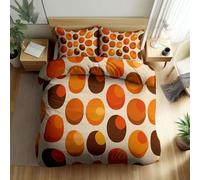 Générique Motif À Pois Rétro Housse de Couette 140 x 200 cm Beige, Parure de Lit Adulte et Enfant, Ensemble de Literie en Microfibre avec 1 Housse de Couette et 2 Taies d'oreiller