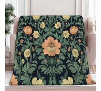 Générique Motif Floral Rétro Couverture Polaire 180x220 cm Vert Foncé Couverture Flanelle Imprimée 3D, Plaid Polaire Moelleuse, Couvertures lit Chaude Épais Jeté de Canapé, Plaid Bébé