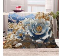 Générique Motif Montagne Et Fleurs-A Plaid Couverture Polaire Flanelle en Microfibre,Jeté de Canapé 220x240 Usine,Plaid Chaud et Doux en Peluche