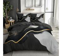 Générique Motifs Abstraits Minimalistes 3D Imprimé Housse de Couette Parure de Lit 1 Personnes 90 x 190 cm, Noir Microfibre Ensemble de Literie avec Housses de Couettes Taies d'oreillers