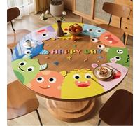 Générique Motifs De Dessins Animés Nappe Transparente 1.2mm, Ronde en PVC，Tapis Bureau Transparents, Set Table Antidérapant，RéSistant À l'usure Facile Nettoyer(Jaune,70cm/28in)