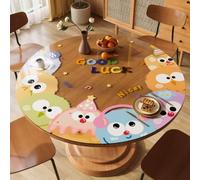 Générique Motifs De Dessins Animés Nappe Transparente 1.2mm, Ronde en PVC，Tapis Bureau Transparents, Set Table Antidérapant，RéSistant À l'usure Facile Nettoyer(Vert,80cm/32in)
