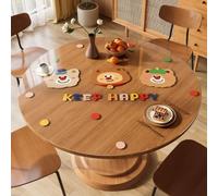 Générique Motifs De Dessins Animés Nappe Transparente 1.2mm, Ronde en PVC，Tapis Bureau Transparents, Set Table Antidérapant，RéSistant À l'usure Facile Nettoyer(Brun,120cm/48in)