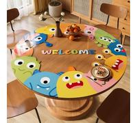 Générique Motifs De Dessins Animés Nappe Transparente 1.2mm, Ronde en PVC，Tapis Bureau Transparents, Set Table Antidérapant，RéSistant À l'usure Facile Nettoyer(Bleu,110cm/44in)