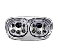 Générique Moto Phares De Route Pour Road Pour Glide Phare DOT 5,75 Pouces Double Phare À LED Halo Blanc Complet Pour Road Pour Glide Pour Custom Pour FLTRX Phares Avant Pour Moto(Chrome)