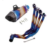 Générique Moto Silencieux D'Échappement Système Complet pour CBR650R pour CBR650F pour CB650R pour CB650F Moto Échappement Complet Modifier Tuyau Liaison Avant Et Silencieux Carbone(Bleu)