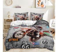 Générique Motocross Housse de Couette 200x200 Enfant GarçOn Fille Adulte Parure de Lit 200x200 Moto de Course de Sports ExtrêMes Housse de Couette 1 Personne avec Fermeture éClair