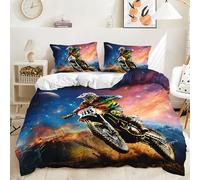Générique Motocross Housse de Couette 220x240 Enfant GarçOn Fille Adulte Parure de Lit 220x240 Moto de Course de Sports ExtrêMes Housse de Couette 2 Personnes avec Fermeture éClair