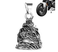 Générique Motorcycle Bell for Luck - Riding Bell with Skull and Dragon Design | Titanium Steel Polished vintage Exorcist Bel | Biker Riding Spirit Bell, Accessoires de moto pour clés, casques, sacs à