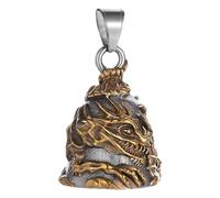 Générique Motorcycle Bell for Luck - Riding Bell with Skull and Dragon Design | Titanium Steel Polished vintage Exorcist Bel | Biker Riding Spirit Bell, Accessoires de moto pour clés, casques, sacs à