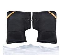 Générique Motorcycle Handlebar Mitts Waterproof Winter Gloves, PU Leather Windproof Fleece-Lined Handlebar Covers with Reflective Strips for Scooter, E-Bike,
