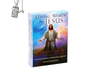Générique Mots d'amour Jesus - Deck Oracle de Poche pour débutants avec Collier - Messages Inspirants, faciles à Utiliser