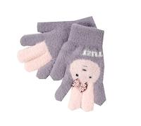 Générique Moufle Mitaine Tout-petit filles gants lapin dessin animé mignon en plein air hiver velours épaissi chaud froid cinq doigts gants(Grey,One Size)
