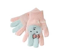 Générique Moufle Mitaine Tout-petit filles gants lapin dessin animé mignon en plein air hiver velours épaissi chaud froid cinq doigts gants(One Size)