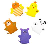 Générique Moufles de Bain en Coton pour Garçon et Filles 5pcs Exfoliants Corps Légers Réutilisables de Fruits Adorables Bain des Bébés Plusieurs styles