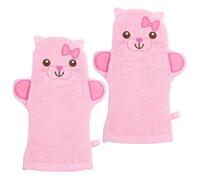 Générique Moufles de Bain Exfoliants Rose en Coton 2 Pièces Forme Animaux Facile à Nettoyer et Sécher pour Garçon et Filles pour W nds à L'hôtel ou Camping