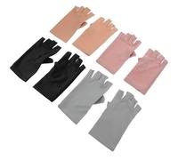 Générique Moufles de Protection UV pour Ongles de Manucure 4 Paires -doigts en Spandex Anti-uv Femmes Usage Manucure Gel Plein Air Beige Gris Noir Rose